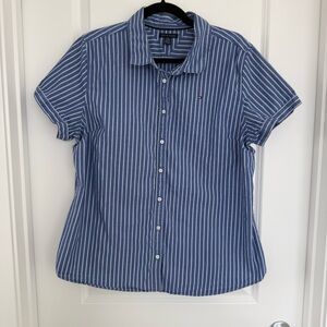TOMMY HILFIGER | pinstripe short sleeve button down - size XXL